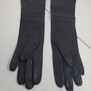 Vintage 3/4 Length Kid Leather Black Gloves